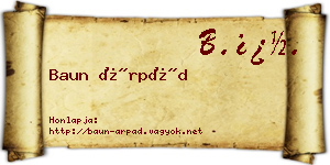 Baun Árpád névjegykártya