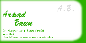 arpad baun business card